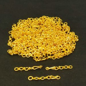 Micro Gold Finish Hook and eye Clasp (Connector Chain), 1.5 inch, Pack of 10 pieces