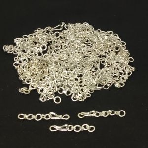 Silver Hook and eye Clasp (Connector Chain), 1.5 inch, Pack of 10 pieces