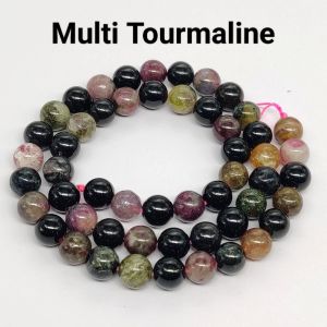 Natural Gemstone Beads, 8mm, Round, Multi Tourmaline