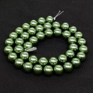 Shell Pearls, 10mm, Round, Dark Green