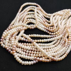 AAA Quality Fresh Water Pearl, Button/Bati Shape, 6mm, Tricolor