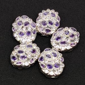 Czech Stone (CZ Stones) Oval Beads, Purple