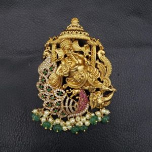 AD Stone Matt Finish Ganesh Pendant