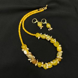 Agate Nugget Necklace with Pearl L’Oréal’s, Yellow