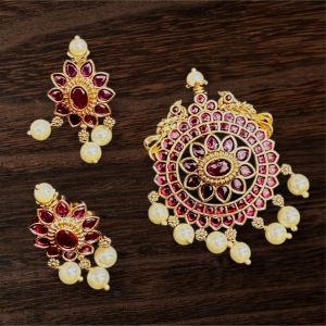 High Quality Kemp Pendant With Matching Earrings, Ruby Pink