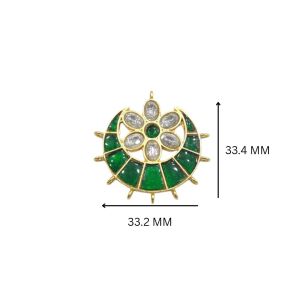 Jadau Moon Pendant, Green with Pearls, Sold by 1 Piece