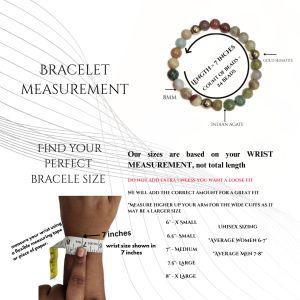 Navrabeads Indian Agate & Gold Hematite 8mm Beaded Bracelet for Men | Gemstone Energy Bracelet for Strength, Balance & Positivity | Handcrafted Stretchable Bracelet Made in India | Stylish Spiritual Jewelry for Everyday Wear