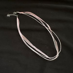Organza Ribbon Cord, lobster clasp, with 5cm extender chain,Baby Pink