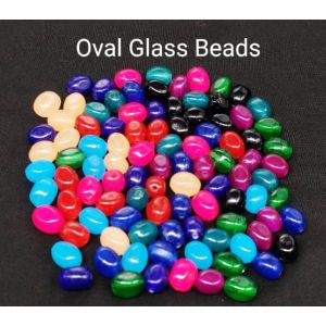 Oval Glass Beads, Assorted, Pack of 80 Pcs