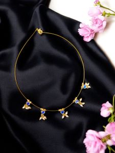 Invisible necklaces with NEW Kundan Jadau Charms, Blue