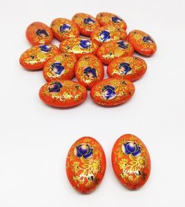Japanese handmade beads - Orange & blue