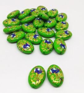 Japanese handmade beads - Green & blue