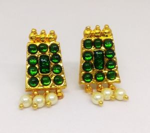 Kemp Studs, Rectangle, Green