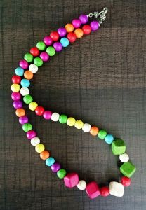 Kids Necklace, Turquoise, Multicolor, Cube