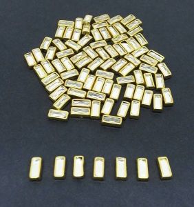Kundan stones, 3X7mm Rectangle, Pack of 10 gms