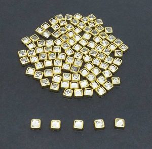 Kundan stones, 3X3mm Rectangle, Pack of 10 gms