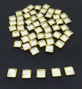Kundan stones, 8X8mm Square, Pack of 25 gms