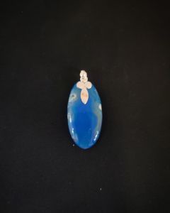 Natural Lace Agate Pendant,Oval,Light Blue Double Shade