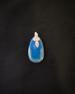 Natural Lace Agate Pendant,Oval,Light Blue Double Shade