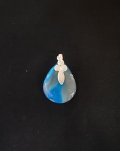 Natural Lace Agate Pendant,Teardrop,Blue Double Shade