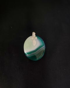 Natural Lace Agate Pendant,Round,Green Double Shade