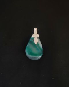 Natural Lace Agate Pendant,Teardrop,Green Double Shade