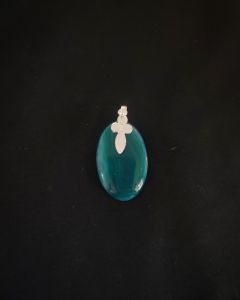 Natural Lace Agate Pendant,Oval,Green Double Shade