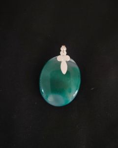 Natural Lace Agate Pendant,Round,Green Double Shade