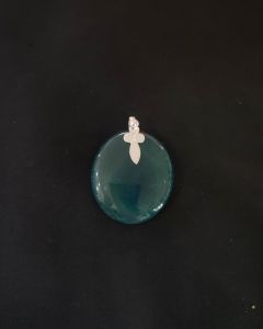 Natural Lace Agate Pendant,Round,Green Double Shade