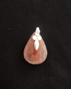 Natural Lace Agate Pendant,Teardrop,Orange Double Shade