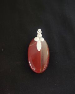 Natural Lace Agate Pendant,Oval,Orange Double Shade