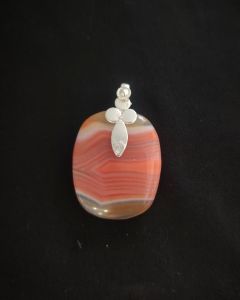 Natural Lace Agate Pendant,Round,Orange Double Shade