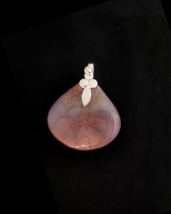 Natural Lace Agate Pendant,Teardrop,Orange Double Shade