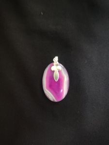 Natural Lace Agate Pendant,Oval,Pink Double Shade