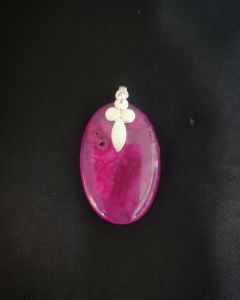 Natural Lace Agate Pendant,Oval,Pink Double Shade