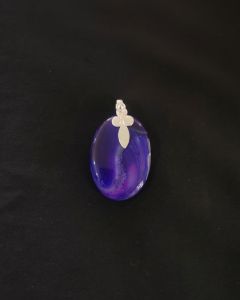 Natural Lace Agate Pendant,Oval,Purple