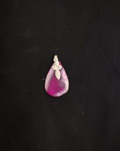 Natural Lace Agate Pendant,Teardrop,Pink Double Shade