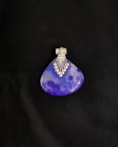 Natural Lace Agate Pendant,Teardrop,Purple Double Shade
