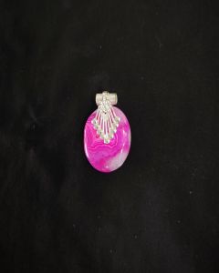 Natural Lace Agate Pendant,Oval,Pink Double Shade