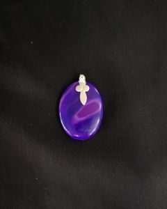 Natural Lace Agate Pendant,Oval,Purple Double Shade