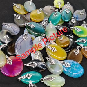 Natural Lace Agate Pendant, Assorted (Pack of 10 pcs)