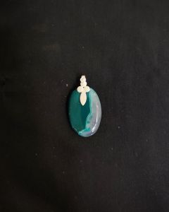 Natural Lace Agate Pendant,Oval,Sea Green Double Shade