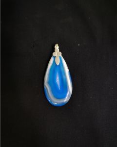 Natural Lace Agate Pendant,Oval,Blue Double Shade