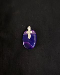 Natural Lace Agate Pendant,Round,Purple Double Shade