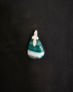 Natural Lace Agate Pendant,Teardrop,Sea Green