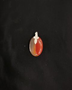 Natural Lace Agate Pendant,Oval,Orange Double Shade