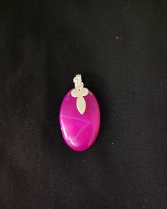 Natural Lace Agate Pendant,Oval, Pink Double Shade
