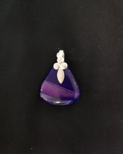 Natural Lace Agate Pendant,Oval, Purple Double Shade