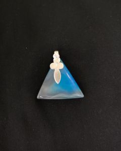 Natural Lace Agate Pendant, Triangle, Blue Double Shade