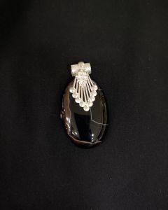 Natural Lace Agate Pendant, Oval, Brown Double Shade